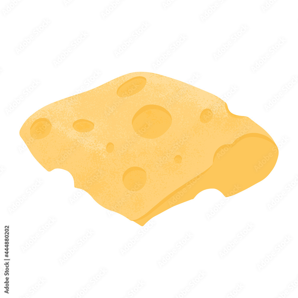 Cheese piece vector flat illustration. Maasdam or emmental fresh and tasty cheese cut into piece. Cheese piece vector flat illustration. Maasdam or emmental fresh and tasty cheese cut into piece.