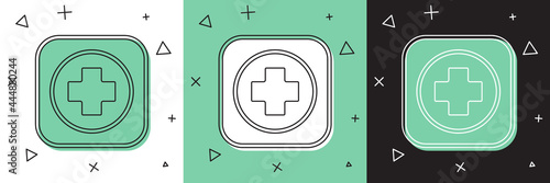 Set Hospital signboard icon isolated on white and green, black background. Vector