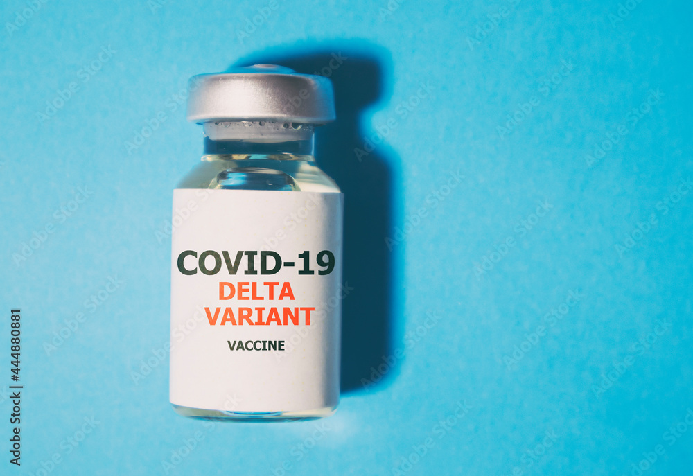 Obraz premium Covid-19 coronavirus delta variant vaccine on the blue background