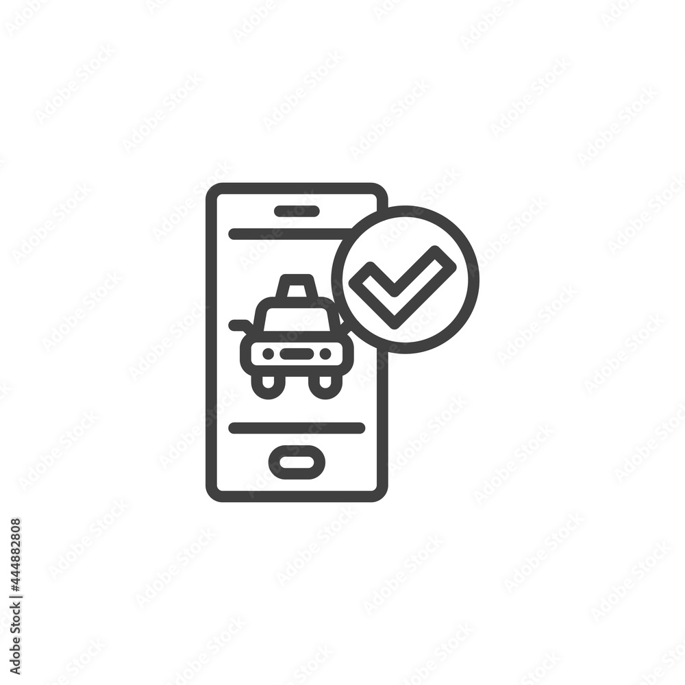 Mobile taxi order line icon Mobile taxi order line icon