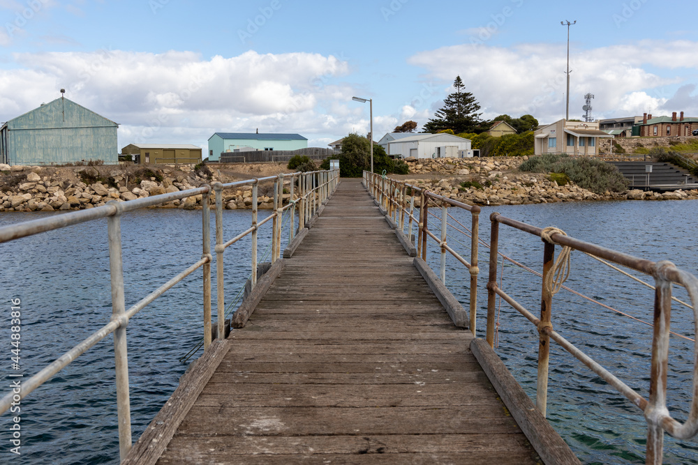 The Kingscote jetty looking back to the land in  Kangaroo Island South Australia on May 9th 2021