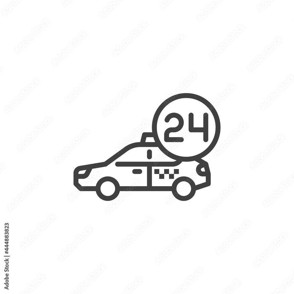 24 hour taxi service line icon
