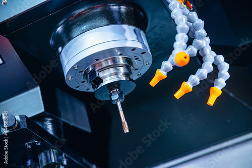 Photography Multifunctional Cnc tap for threading steel milling process with metal chips, in