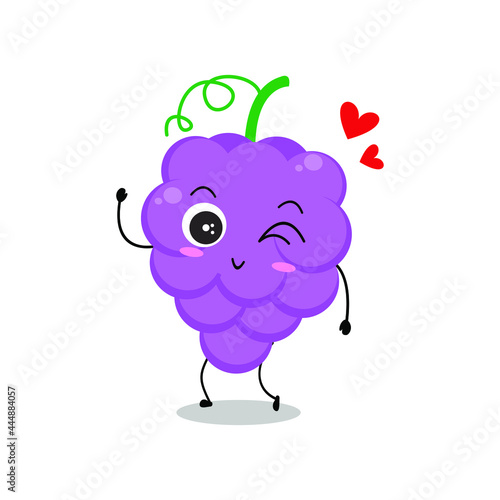 Wallpaper Mural Vector illustration of grape character with cute expression, lovely wink, greeting, grapes isolated on white background, simple minimal style, fresh fruit for mascot collection, emoticon Torontodigital.ca