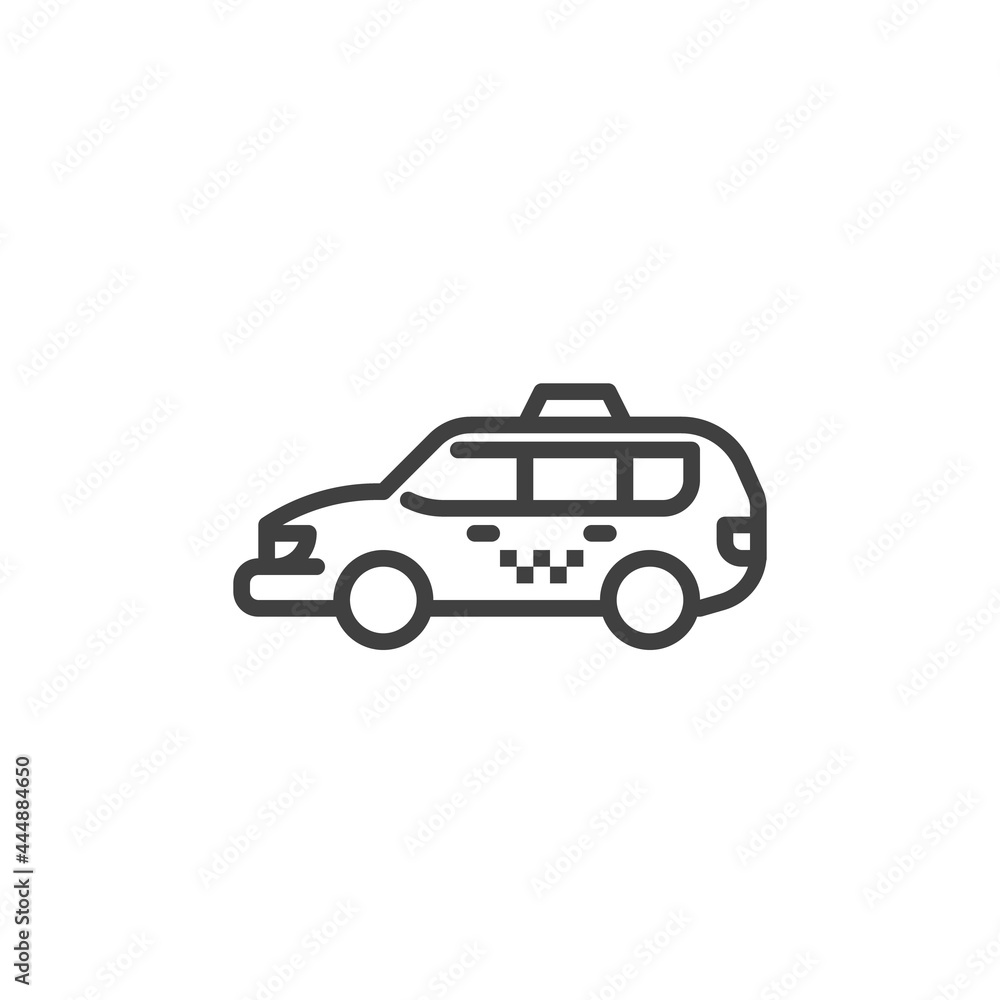 Minivan taxi service line icon