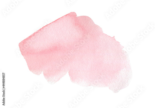 Handmade illustration of coral pink watercolor isolated on white background