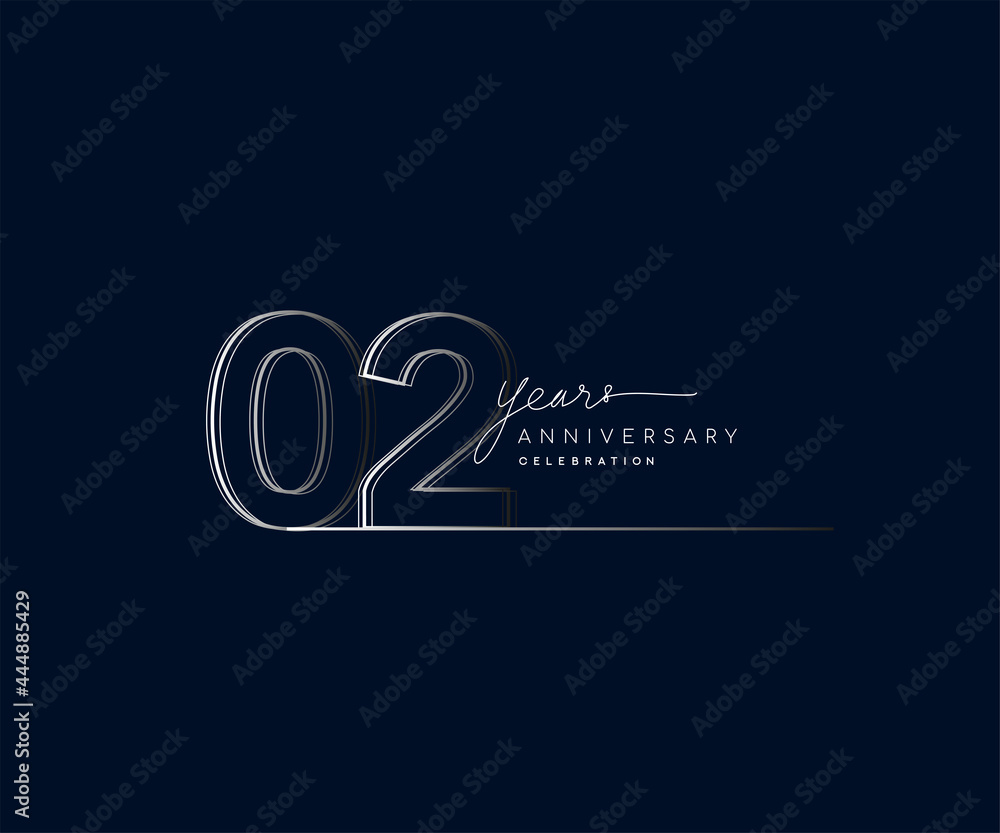 2nd years anniversary celebration logotype with linked number. Simple and modern design, vector design for anniversary celebration.