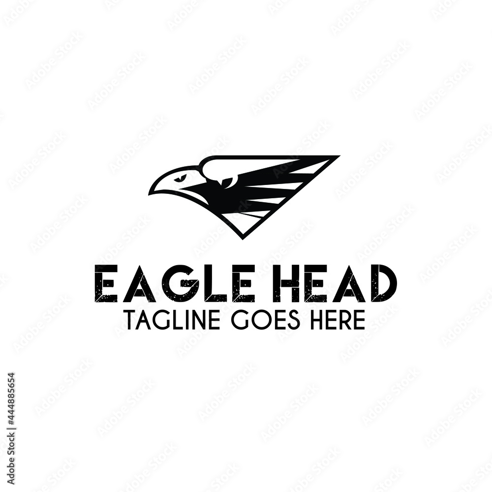 Obraz premium Eagle Head silhouette in retro vintage classic line art for financial technology investment exchange payment logo design vector