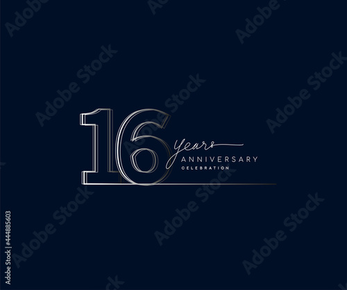 16th years anniversary celebration logotype with linked number. Simple and modern design, vector design for anniversary celebration.