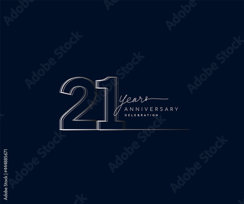 21st years anniversary celebration logotype with linked number. Simple and modern design  vector design for anniversary celebration.