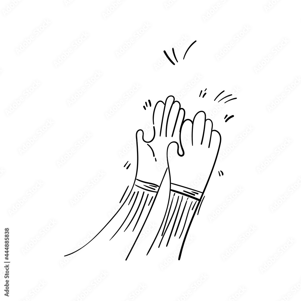 Hand Drawn of Applause, Hands Clapping Ovation Gesture with Doodle Style Hand Drawn of Applause, Hands Clapping Ovation Gesture with Doodle Style