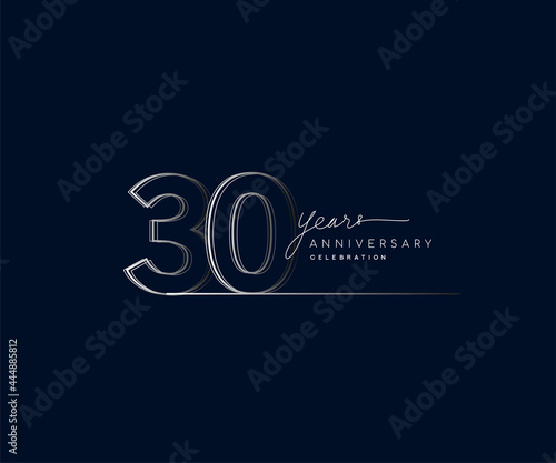 30th years anniversary celebration logotype with linked number. Simple and modern design, vector design for anniversary celebration.