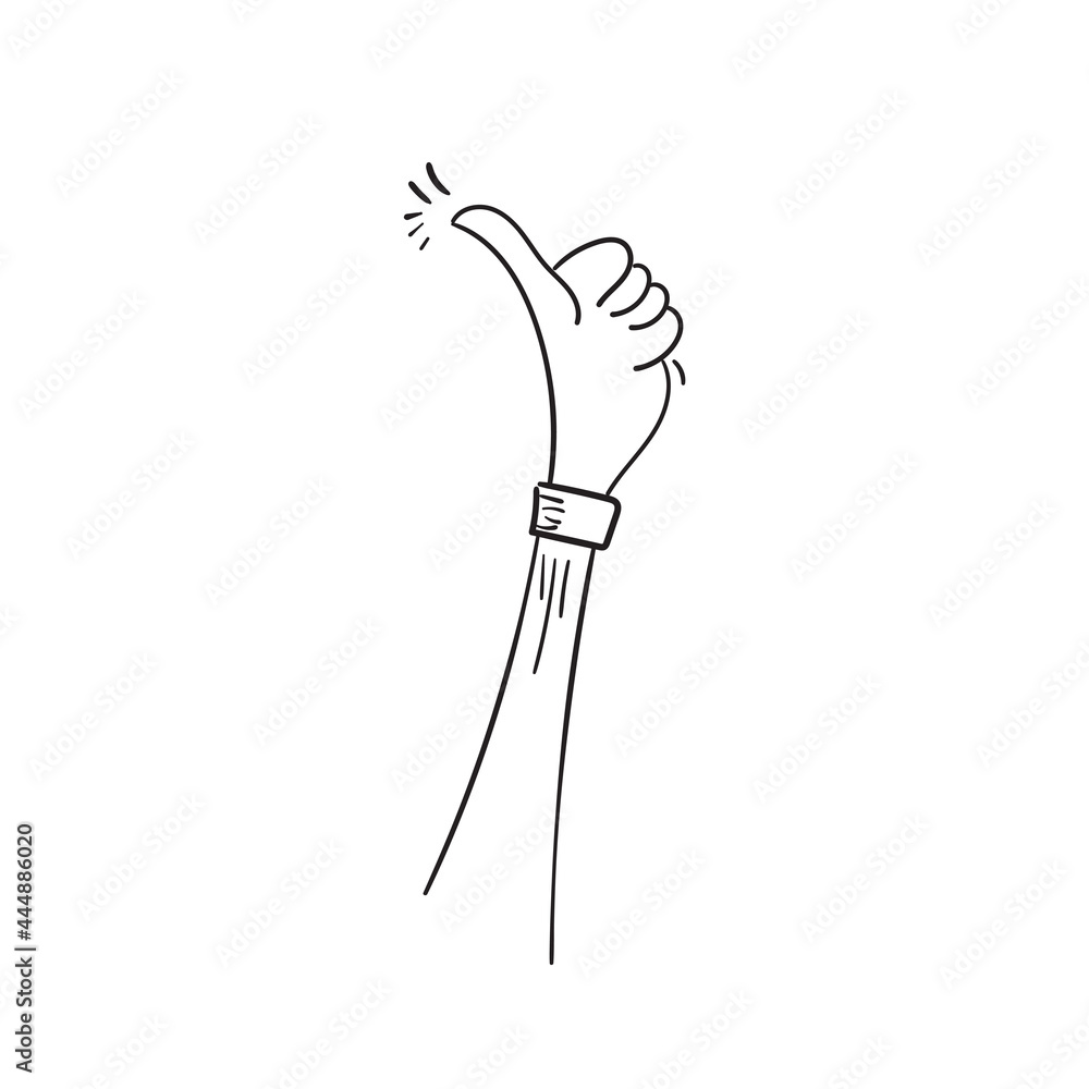 Hand Drawn of thumb up Gesture with Doodle Style Hand Drawn of thumb up Gesture with Doodle Style