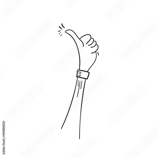 Hand Drawn of thumb up Gesture with Doodle Style