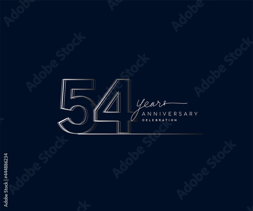 54th years anniversary celebration logotype with linked number. Simple and modern design, vector design for anniversary celebration.