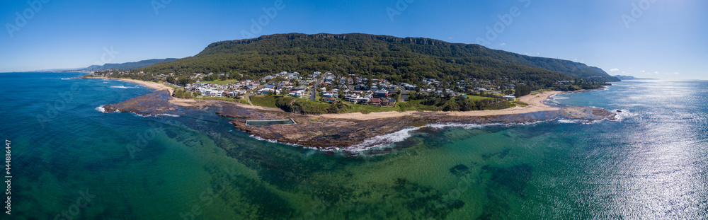 Aerial Panoroma of Coledale Rockpool and Beaches, South Coast, New South Wales, Australia