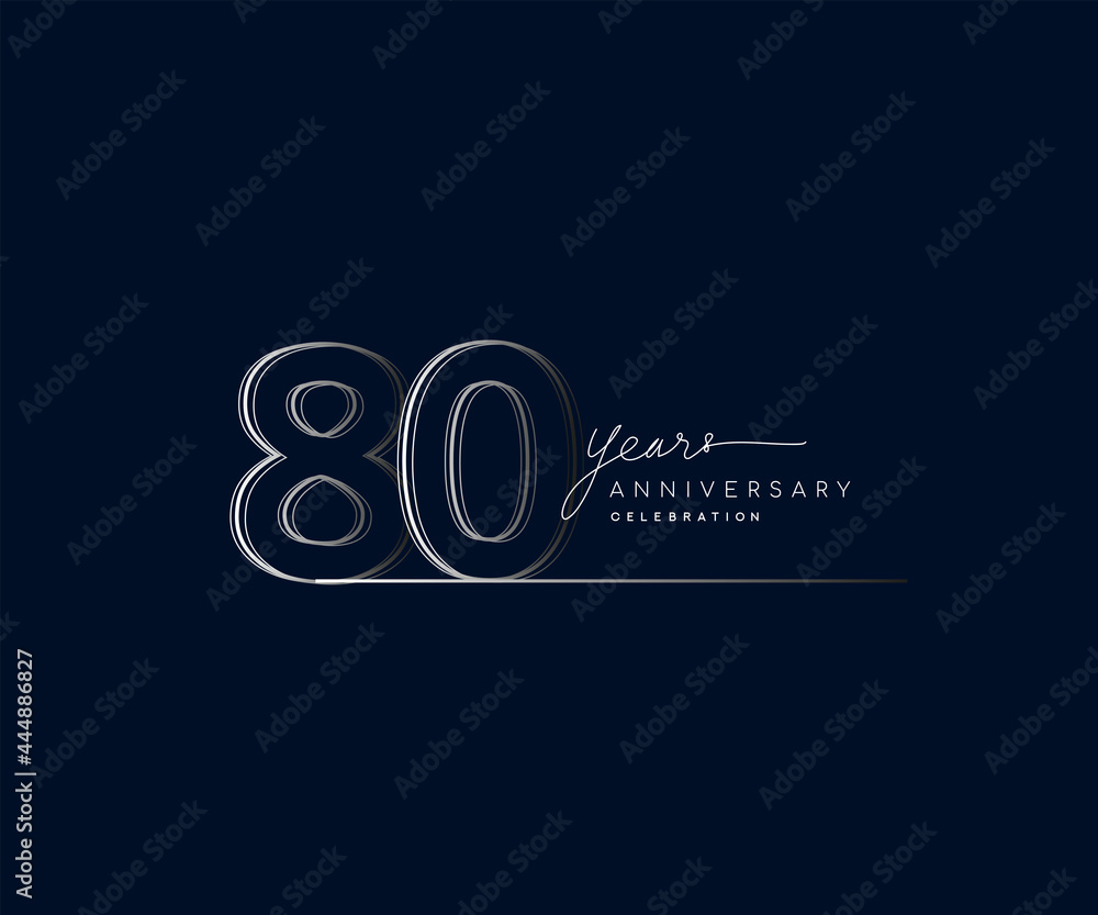 80th years anniversary celebration logotype with linked number. Simple and modern design, vector design for anniversary celebration.