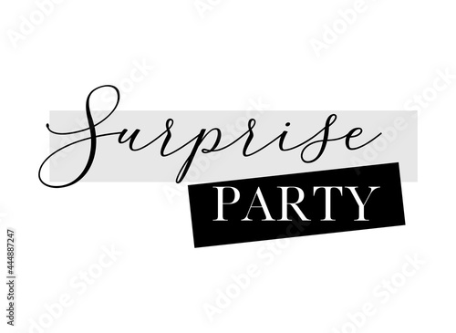 Surprise party vector calligraphic design on white background