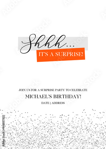 Surprise party vector calligraphic design on white background