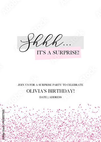 Surprise party vector calligraphic design on white background