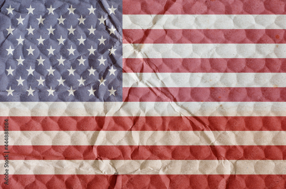 Fototapeta premium Nation flag USA on an uneven textured surface. Flag of country l