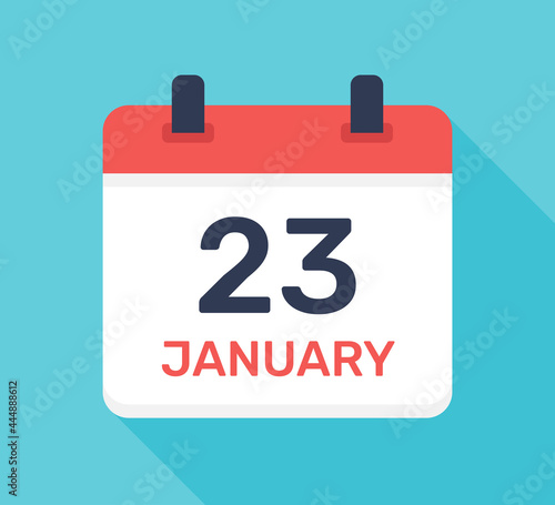 January 23. Date on calendar icon. Vector illustration
