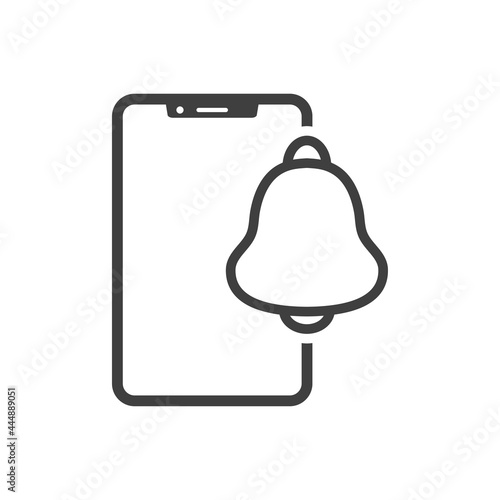 Icono smartphone con campana con lineas en color gris © teracreonte