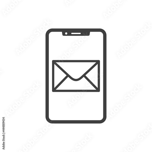 Icono smartphone con correo electrónico con lineas en color gris