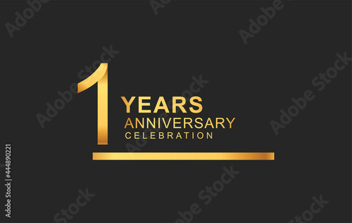 1st years anniversary logotype with under line golden color for anniversary celebration