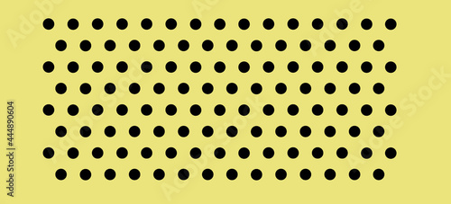 Peg board with round holes. Yellow rectangle peg board perforated texture background for working bench tools. Vector illustration.