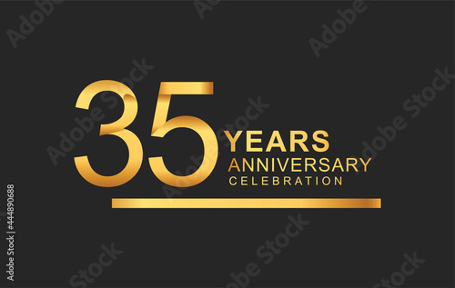 35th years anniversary logotype with under line golden color for anniversary celebration