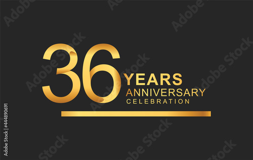 36th years anniversary logotype with under line golden color for anniversary celebration