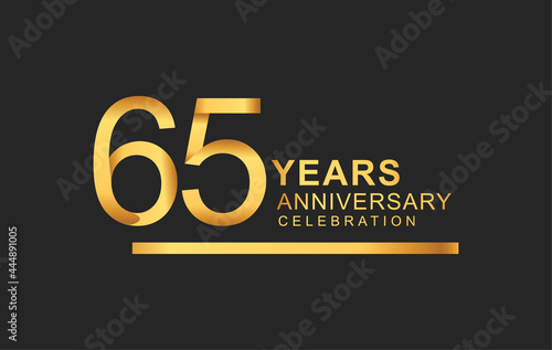 65th years anniversary logotype with under line golden color for anniversary celebration