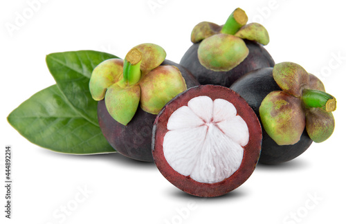 Mangosteen isolated on the white background .