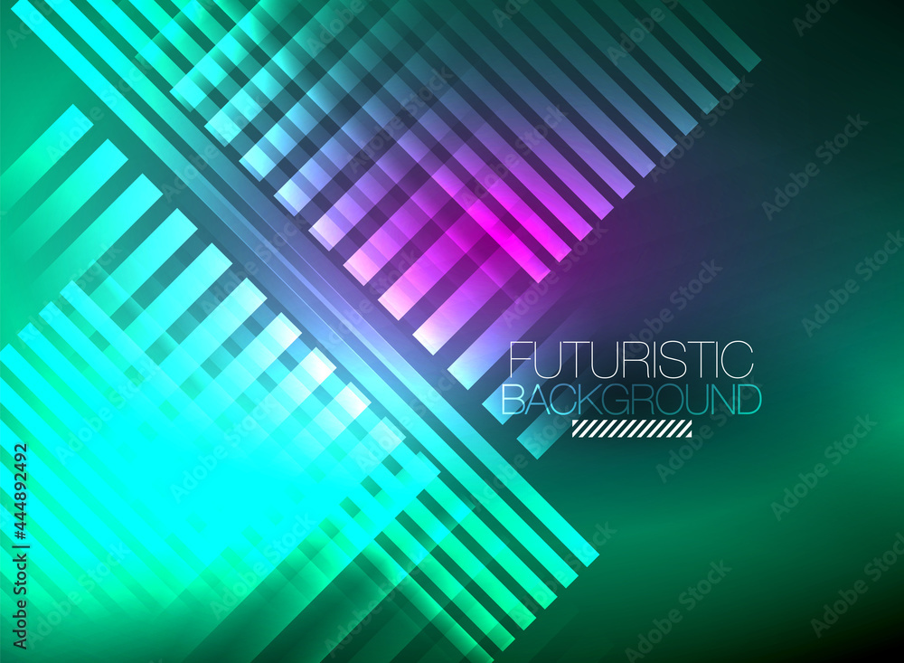 Bright neon color techno abstract background, shiny glowing neon lines in the dark background Bright neon color techno abstract background, shiny glowing neon lines in the dark background