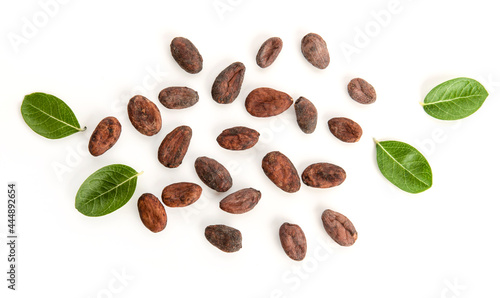 Cacao beans isolated on white background