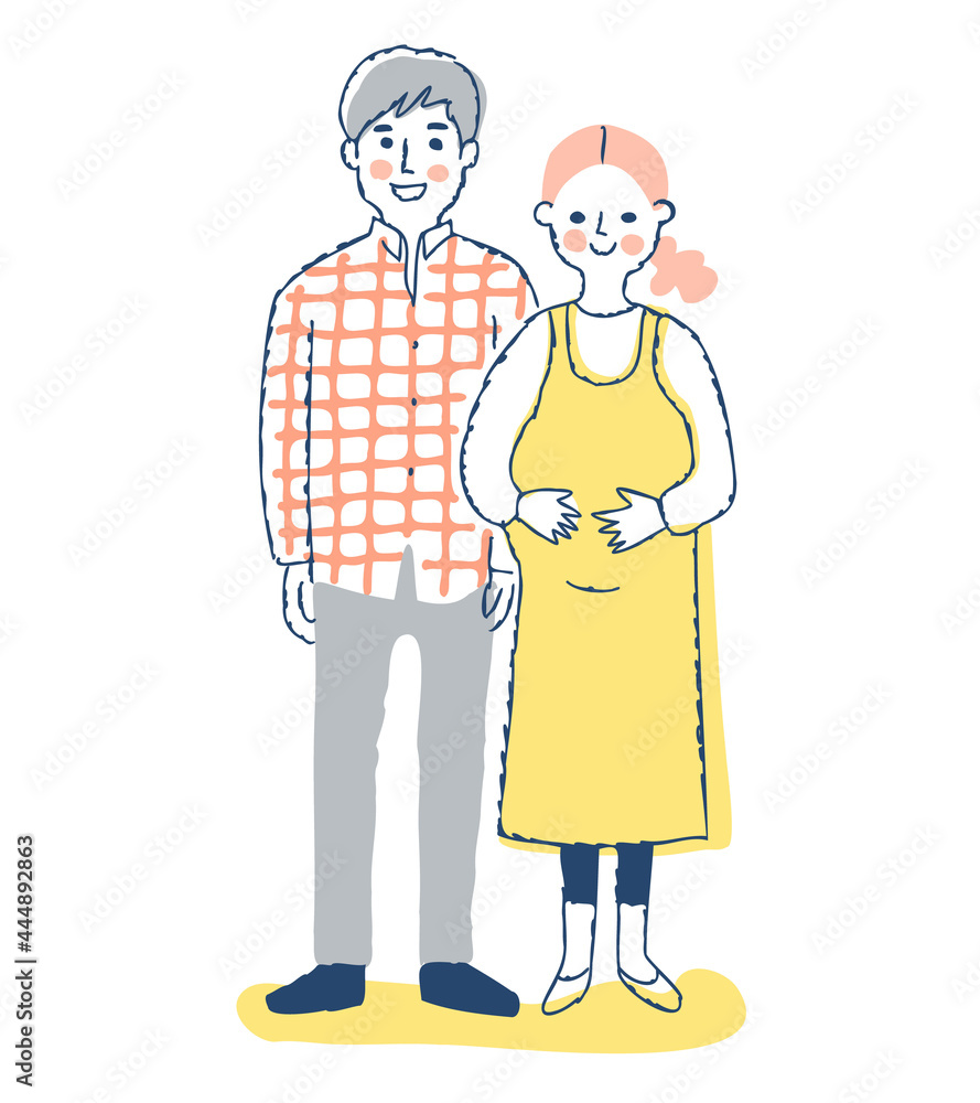 若い夫婦　妊娠中の妻と夫
