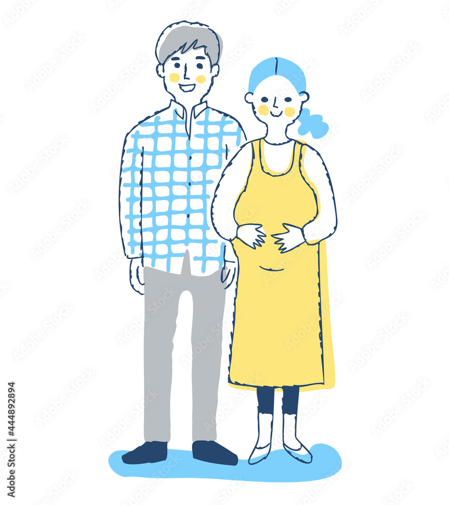 若い夫婦　妊娠中の妻と夫
