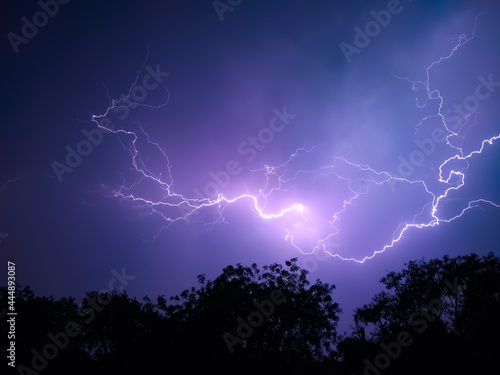 lightning in the night sky, amazing thunderbolts in dark night