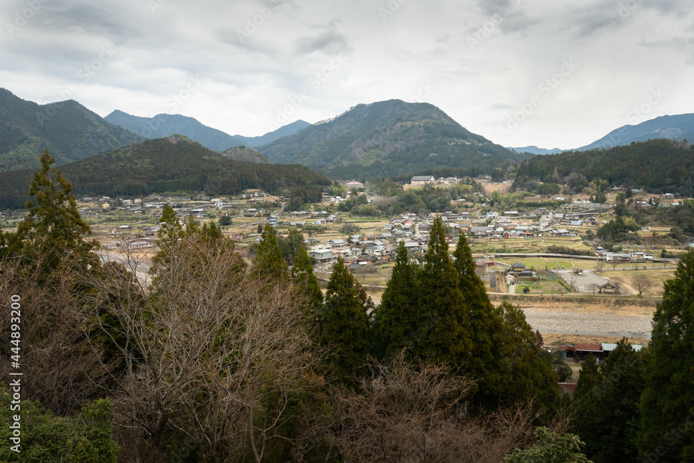 Villages along the Kumano Kodo track in Japan. Kumano Kodo is a series of ancient pilgrimage routes that crisscross the Kii Hanto, the largest peninsula of Japan.