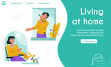 Vector landing page of Living at Home concept
