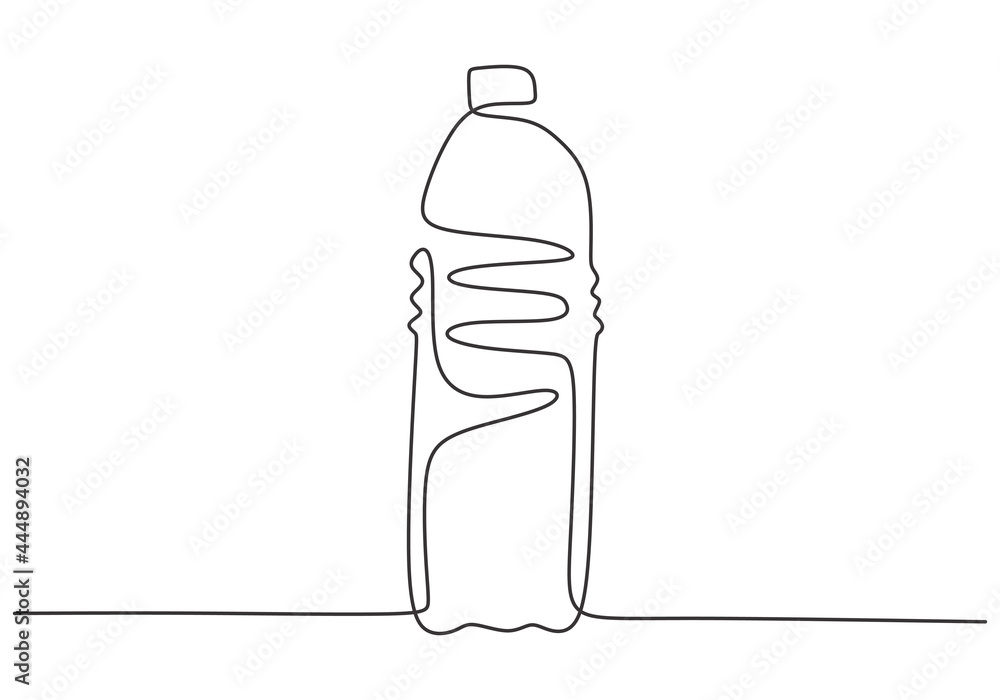 Single one line drawing of a minimalist design pair of mineral water