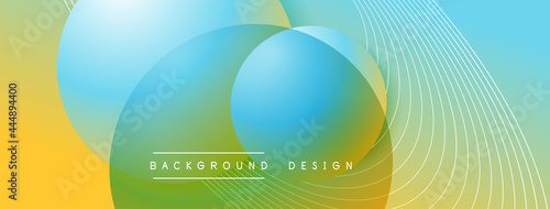 Gradient circles with shadows. Vector techno abstract background. Modern overlapping forms wallpaper background, design template