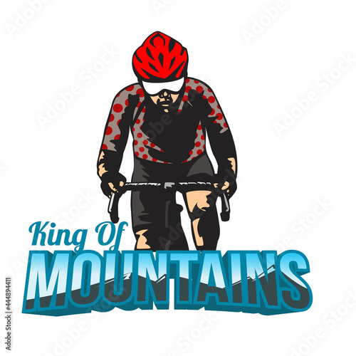 King of Mountains (KoM). best road cycling mountain climber. cyclist in polka dot jersey vector illustration