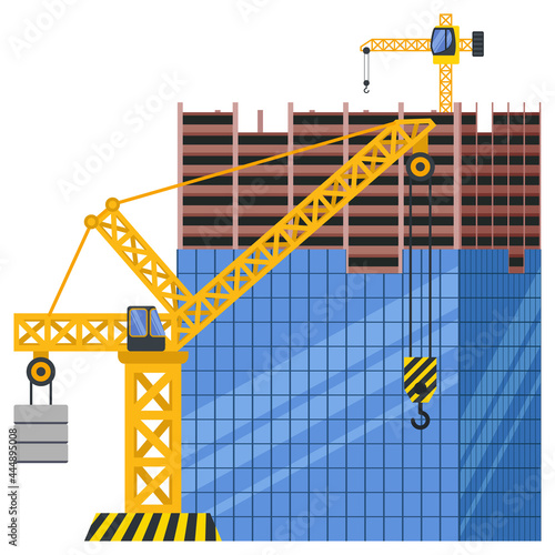 Construction building tower crane illustration