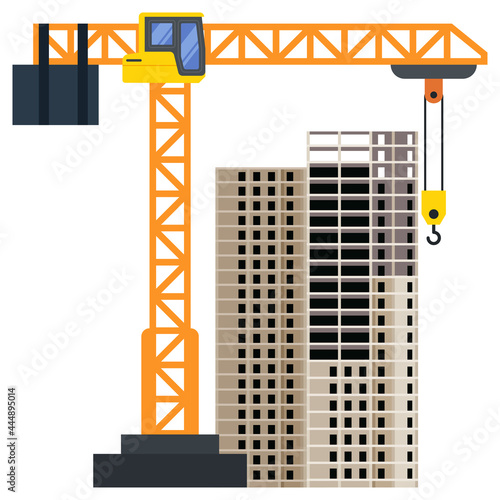 Construction building tower crane illustration