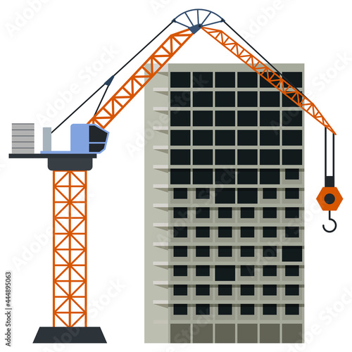 Construction building tower crane illustration