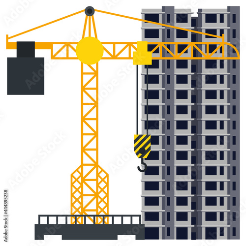 Construction building tower crane illustration
