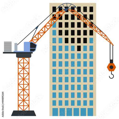Construction building tower crane illustration
