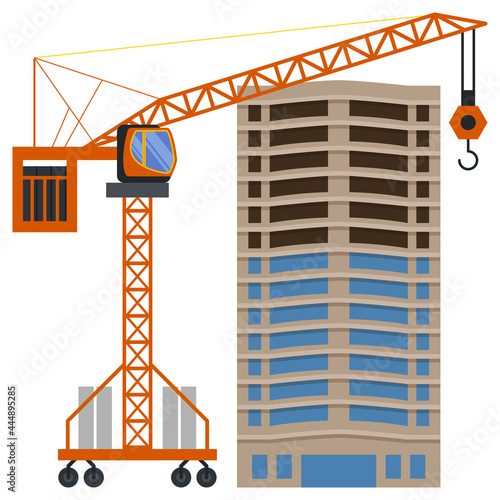 Construction building tower crane illustration